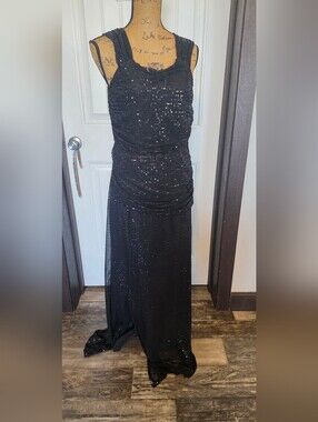 Black Sequin Sleeveless Evening Dress XL